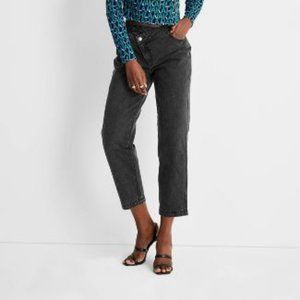 Future Collective with Kahlana Barfield Brown black overlap waist jeans